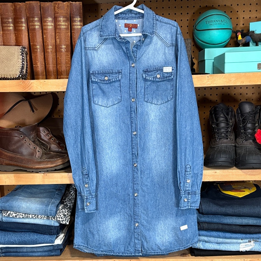 7 For All Mankind Blue Denim Kids Casual Dress